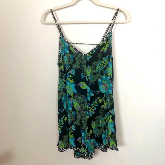 VINTAGE Lucy Love Floral Green&Black Ruffle Romper - Picture 2 of 11